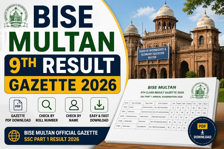 BISE Multan 9th Result Gazette 2026