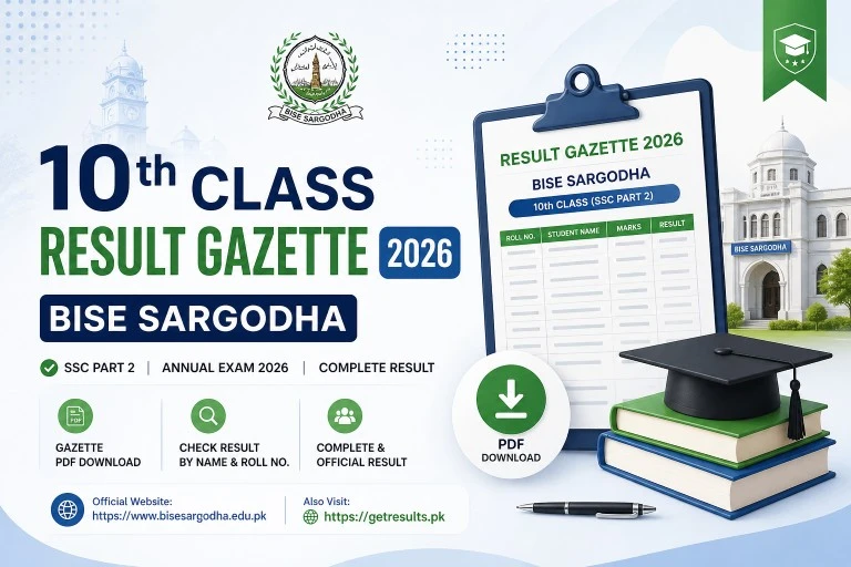 10th Class Result Gazette 2026 BISE Sargodha