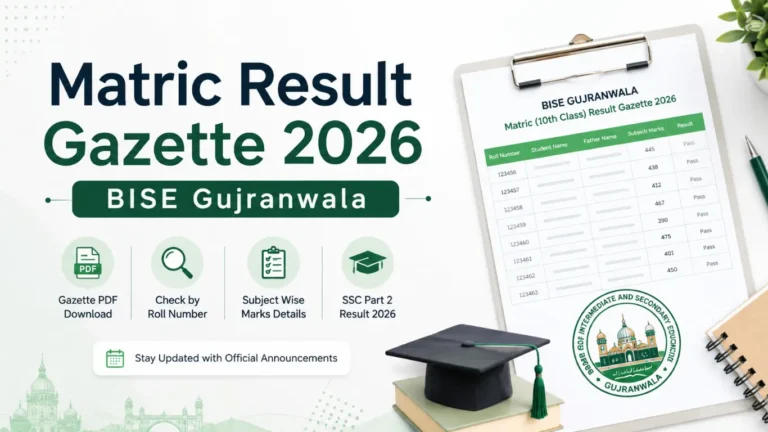Matric Result Gazette 2026 BISE Gujranwala