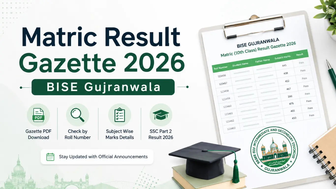 Matric Result Gazette 2026 BISE Gujranwala